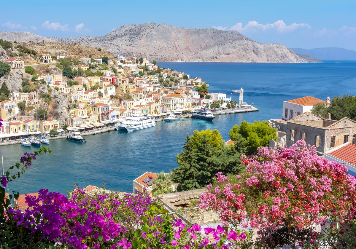 a port in greece with many boats