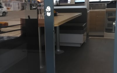 pivoting glazed door.